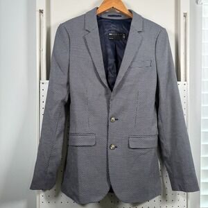 Asos Design Blazer Men's Blue White Single-Breast Notch Lapel Office Career - 34